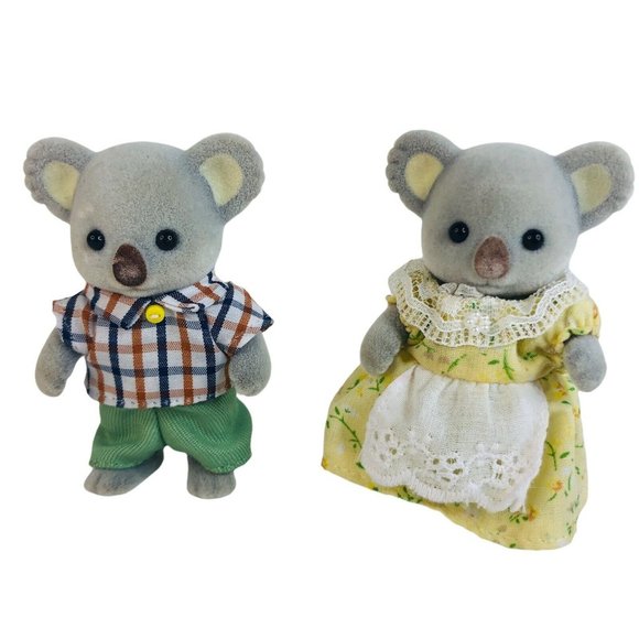 Calico Critters Koala Bear Family Of 2 Father Mother Sylvanian Families Jointed - Picture 1 of 7